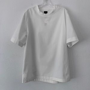 H&M white boxy fit standing collar t-shirt